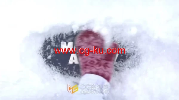 AE模板-雪地上人手拨开积雪实景镜头展示LOGO文字动画的图片1