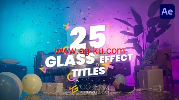 25个玻璃标题Glass Titles免费下载玻璃字幕动画AE模板的图片1