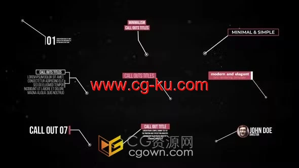 呼出指线标注文字标题动画4K分辨率-AE模板的图片1