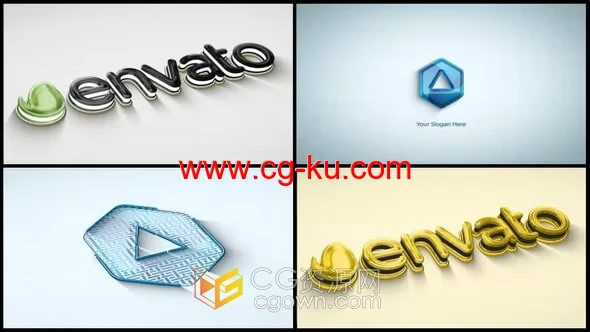 4K分辨率3D光面公司标识LOGO动画视频片头-AE模板的图片1