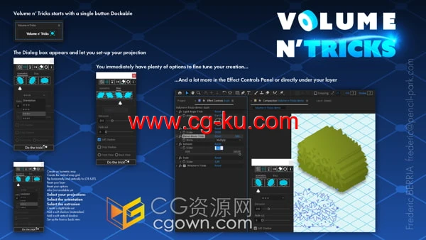 AE脚本等距立体投影伪3D效果Volume n’ Tricks v1.5.0的图片1