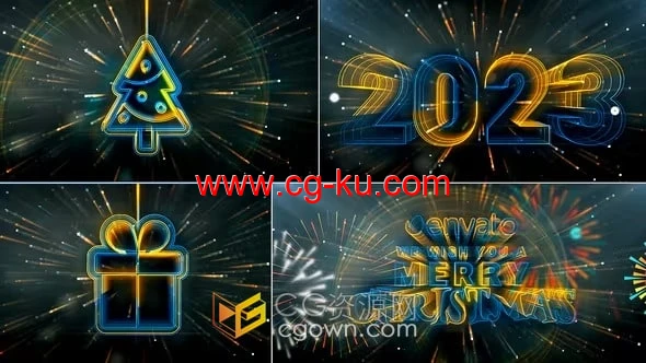 2023圣诞节祝福开幕式元素倒数开场片头视频-AE模板的图片1