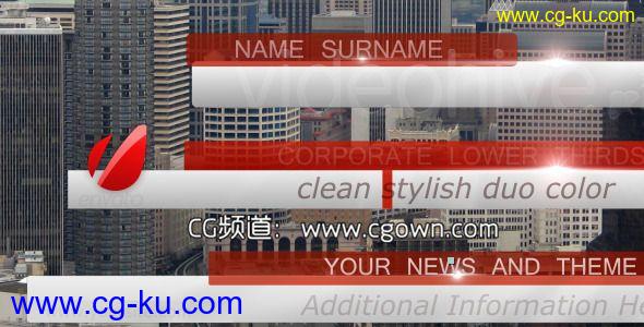 时尚红白搭配字幕导条Videohive Bussines News Lower Third Pack full HD AE模板的图片1